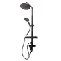 Ensemble de Douche Monocommande Noir avec Flexible, Barre et Pommeau - Laiton/Zinc, ABS, Acier Inoxydable - QLI-FA-3019