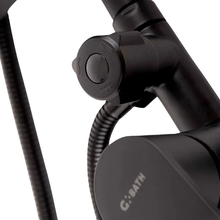 Ensemble de Douche Monocommande Noir avec Flexible, Barre et Pommeau - Laiton/Zinc, ABS, Acier Inoxydable - QLI-FA-3019