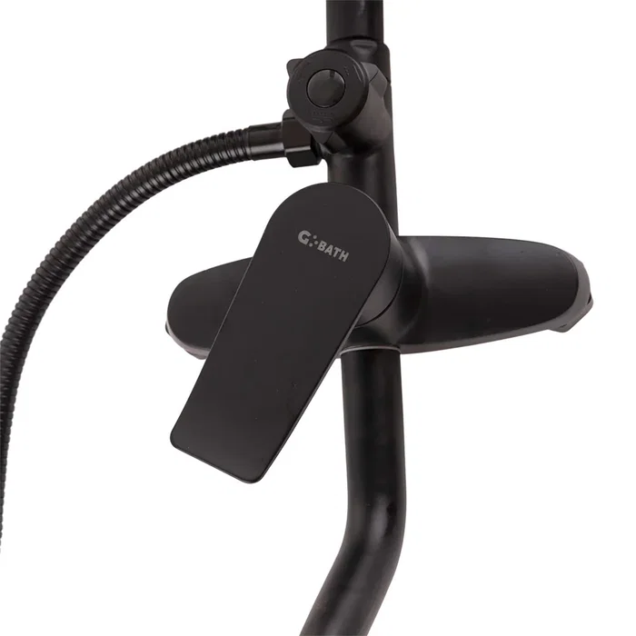 Ensemble de Douche Monocommande Noir avec Flexible, Barre et Pommeau - Laiton/Zinc, ABS, Acier Inoxydable - QLI-FA-3019