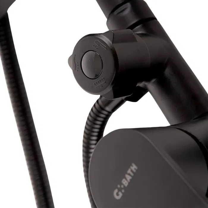 Ensemble de Douche Monocommande Noir avec Flexible, Barre et Pommeau - Laiton/Zinc, ABS, Acier Inoxydable - QLI-FA-3019