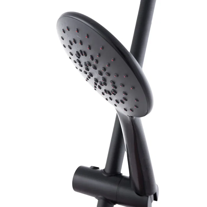 Ensemble de Douche Monocommande Noir avec Flexible, Barre et Pommeau - Laiton/Zinc, ABS, Acier Inoxydable - QLI-FA-3019