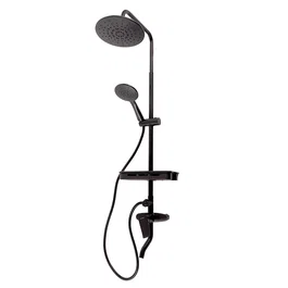 Ensemble de Douche Monocommande Noir avec Flexible, Barre et Pommeau - Laiton/Zinc, ABS, Acier Inoxydable - QLI-FA-3019