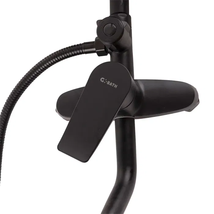 Ensemble de Douche Monocommande Noir avec Flexible, Barre et Pommeau - Laiton/Zinc, ABS, Acier Inoxydable - QLI-FA-3019