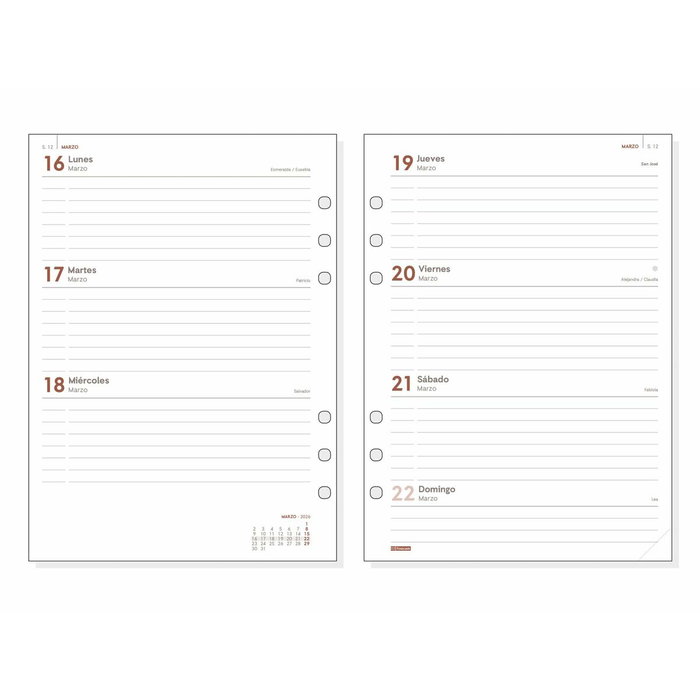 Recharge pour agenda Finocam OPEN R1093 2026 15,5 x 21,5 cm