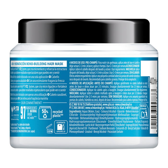 Schwarzkopf GLISS AQUA REVIVE Masque pour cheveux déshydratés, 400 ml Schwarzkopf GLISS AQUA REVIVE Masque pour cheveux déshydratés, 400 ml