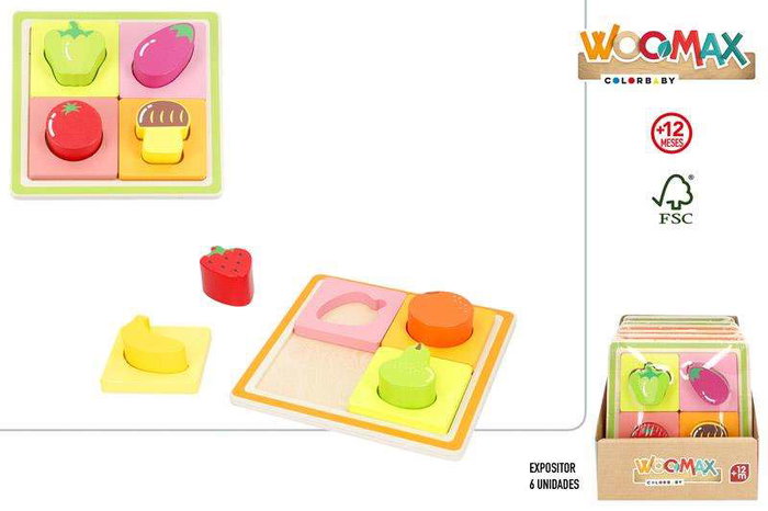 Color Baby - Puzzle en bois formes géométriques 8 pièces, jouet d'éveil pour enfant dès 12 mois