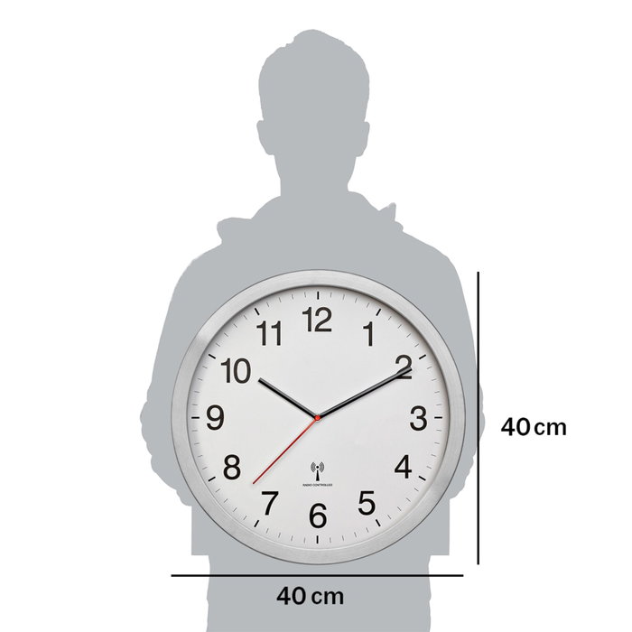 TFA Horloge murale analogique XL radioguidée avec cadre en métal 60.3545.02