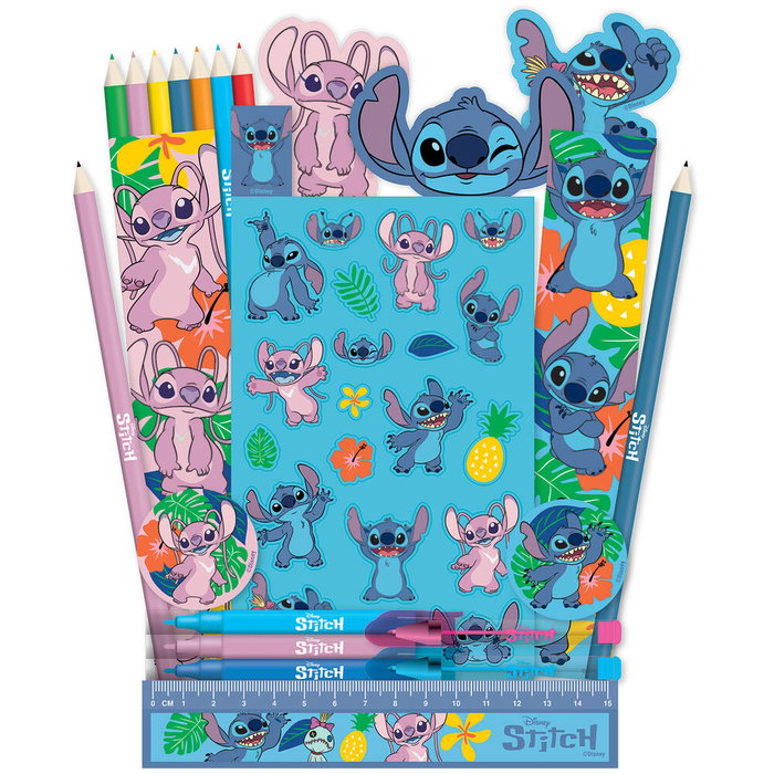 PYRAMID Calendrier de l'Avent Stitch Disney avec 24 surprises - Fournitures de bureau (crayons, stylos, gommes) - 35 x 25 cm