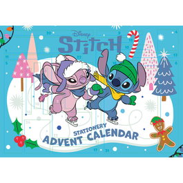 PYRAMID Calendrier de l'Avent Stitch Disney avec 24 surprises - Fournitures de bureau (crayons, stylos, gommes) - 35 x 25 cm