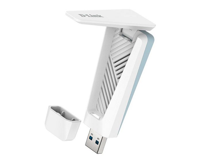 D-Link AX18U, Adaptateur Wi-Fi 6 USB AX1800 Dual-Band, Compatible Windows 11/10, Vitesse jusqu'à 1201 Mbps (5 GHz) et 574 Mbps (2.4 GHz), WPA3