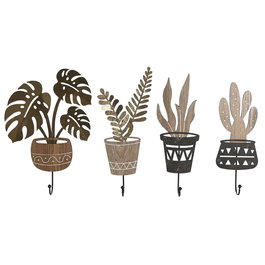 Portemanteau Home ESPRIT Naturel Métal Bois MDF 16 x 4 x 30 cm (4 Unités)