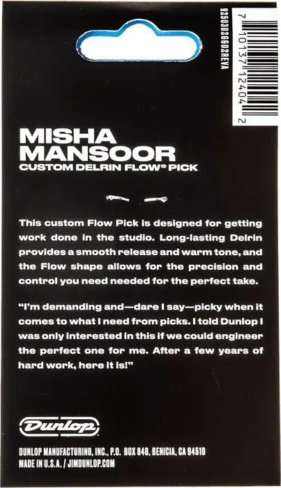 DUNLOP Pack de 6 Médiators Flow Misha Mansoor Delrin 0,73 mm