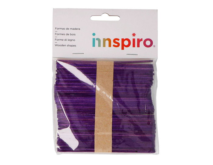Innspiro Bâtonnets de polo en bois standard lila 114x10x2mm, 50 unités