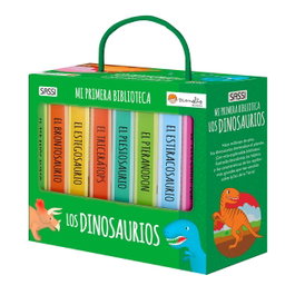 Manolito Books Set de 8 livres éducatifs sur les dinosaures en espagnol pour enfants 3-4 ans - Boîte avec poignée