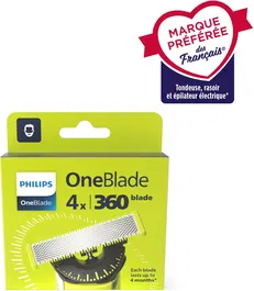 Philips - Lot de 4 lames de rechange OneBlade 360 - QP440/50