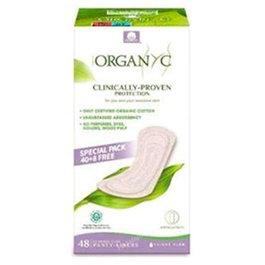 Organyc Salvaslip Ultrafino 48 Unités - Protection légère en coton biologique certifié, sans chlore ni parfum, vegan