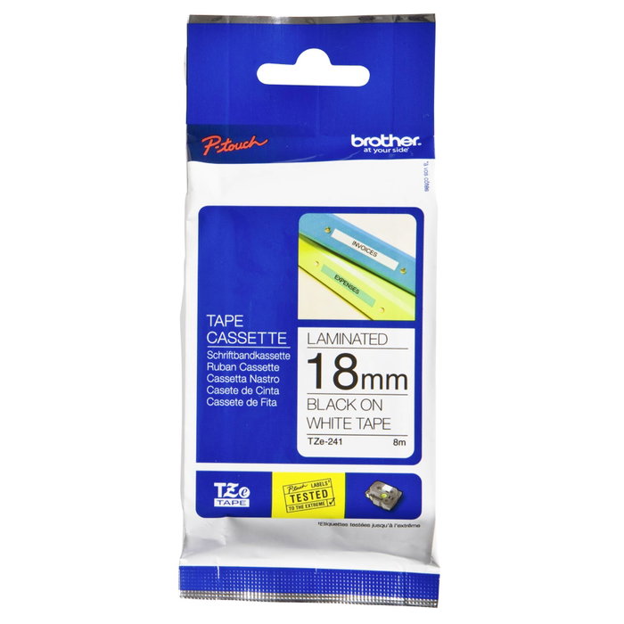 Brother TZe-241 Ruban d'étiquetage laminé noir sur blanc