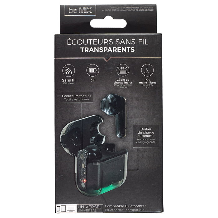 Be Mix Écouteurs sans fil LED Transparent