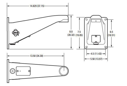 Pelco Support mural aluminium pour caméras dômes pendants, capacité 75 kg, couleur grise, série IWM/IWM24/IDM4018, compatibilité Spectra, DF5, DF8, Sarix IE