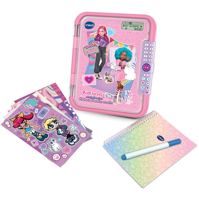 VTech - Kidisecrets 365 Mi Diario De Audios Secretos (80-581922) - Journal intime parlant pour enfants, micro pour 365 enregistrements audio, écran LCD, cadenas à code, jeux