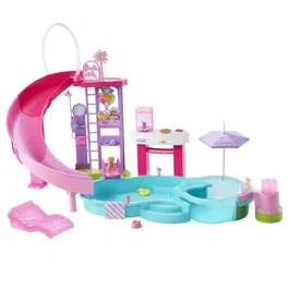 Barbie - Coffret Piscine de Rêve JFP01 avec Toboggan, Jacuzzi et Plus de 20 Accessoires - Pour Enfants à partir de 3 ans