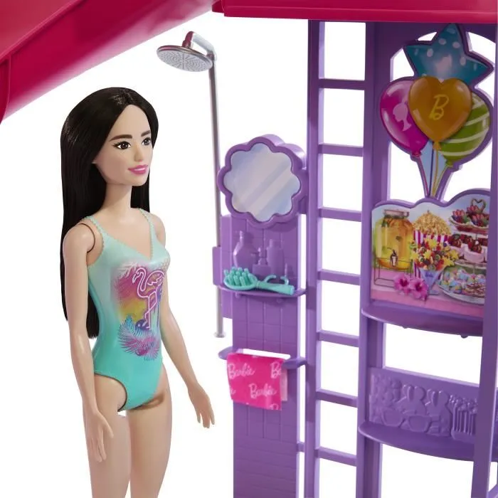 Barbie - Coffret Piscine de Rêve JFP01 avec Toboggan, Jacuzzi et Plus de 20 Accessoires - Pour Enfants à partir de 3 ans