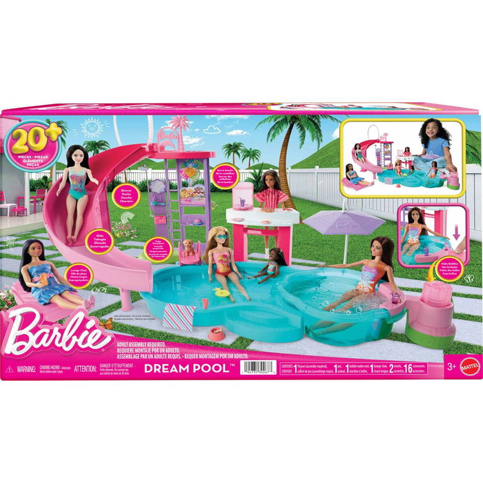 Barbie Coffret Piscine de Rêve avec Toboggan et Jacuzzi