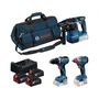 Bosch Professional GSR 18V-65, GDX 18V-285, GBH 18V-22 : Perceuse visseuse, boulonneuse et perforateur 18V avec batteries 3x5,0Ah et sac de transport renforcé