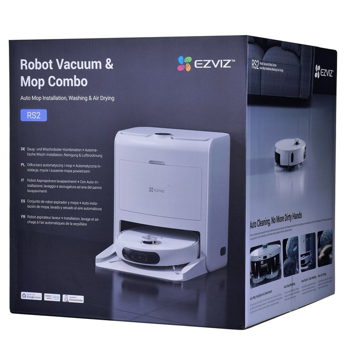 Ezviz RS2 Robot Aspirateur Laveur avec Station Blanche