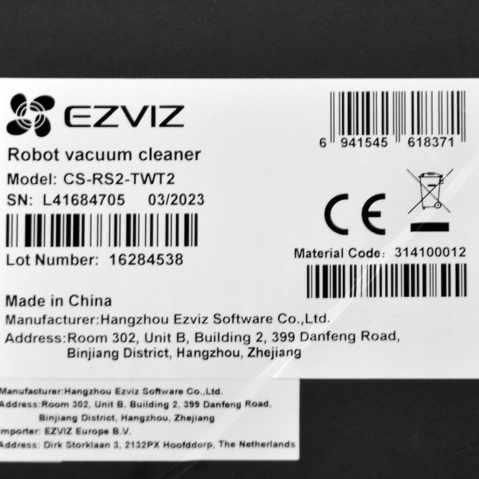 Ezviz RS2 Robot Aspirateur Laveur avec Station Blanche