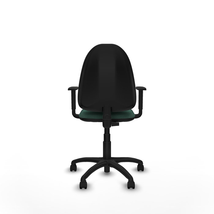 Chaise de bureau Aýna avec mécanisme de contact permanent de base, rembourrée de tissu vert bouteille. Équipée d'une base en polyamide noir, d'accoudoirs 1D et de roulettes en nylon de 50 mm. Chaise de bureau Aýna avec mécanisme de contact permanent de base, rembourrée de tissu vert bouteille. Équipée d'une base en polyamide noir, d'accoudoirs 1D et de roulettes en nylon de 50 mm.
