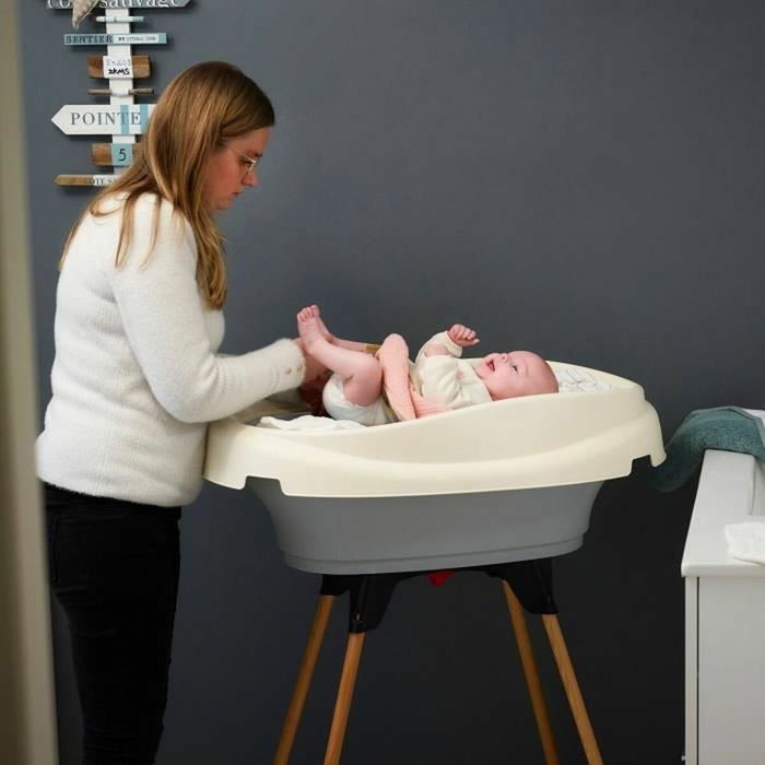Thermobaby Pack Plan à Langer et Baignoire VASCO 2 en 1 - Blanc Muguet
