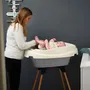Thermobaby - Pack Baignoire 2-en-1 avec Plan à Langer VASCO, Blanc Muguet, Bords Arrondis Sécurisés et Système de Clip