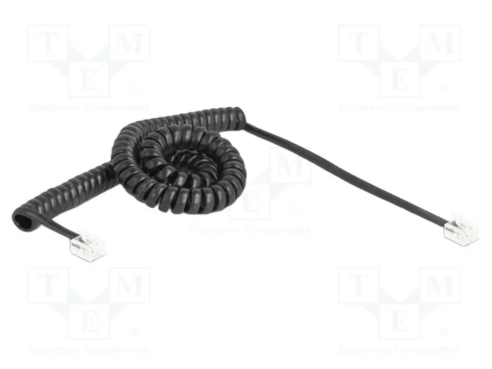 DELOCK Câble téléphonique spiral RJ11 noir DELOCK Câble téléphonique spiral RJ11 noir