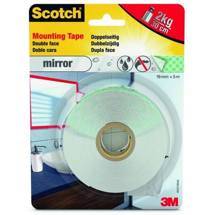 Ruban adhésif double face Scotch 5 kg 19 mm x 5 m Transparent Miroirs