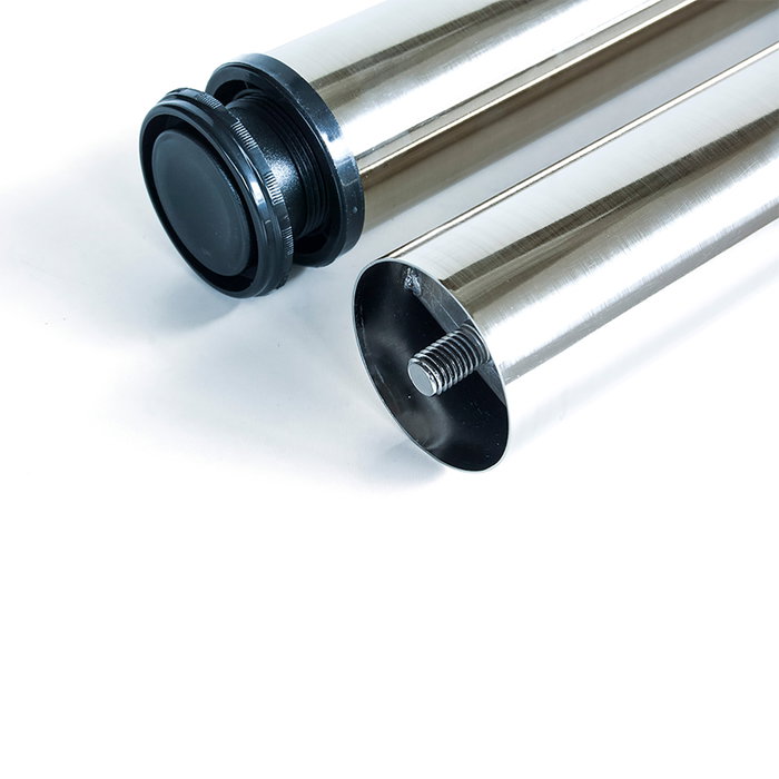 Emuca Lot de 4 pieds de table, diamètre 60mm, H 830mm, Acier, Nickel satiné