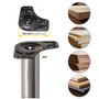 Emuca Lot de 4 pieds de table, diamètre 60mm, H 830mm, Acier, Nickel satiné