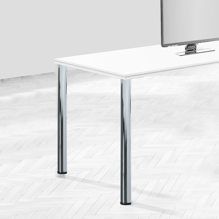 Emuca Lot de 4 pieds de table, diamètre 60mm, H 830mm, Acier, Nickel satiné