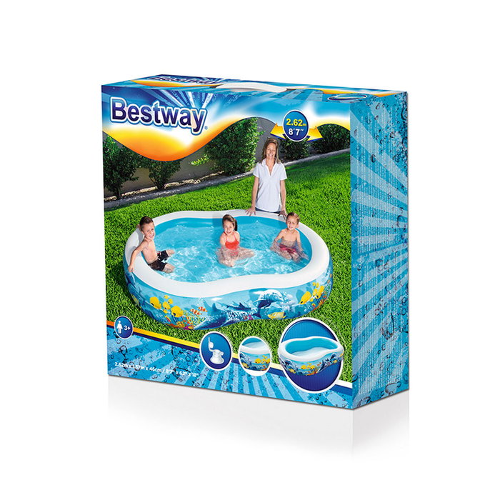 Bestway Piscine Gonflable 2 Chambres Fond Marin 262x157x46 cm +3 Ans Jardin 54118