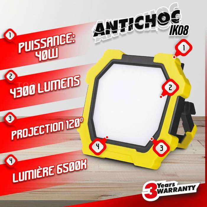 I-Watts Projecteur LED I-SPC40-4300SMD 40 W 4300 lumens Jaune