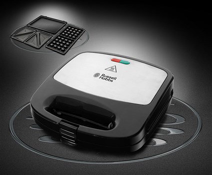 Russell Hobbs 24540-56 Sandwich Grill 3 en 1 pour Grill, Sandwiches et Gaufres avec 3 Plaques Interchangeables Antiadhésives