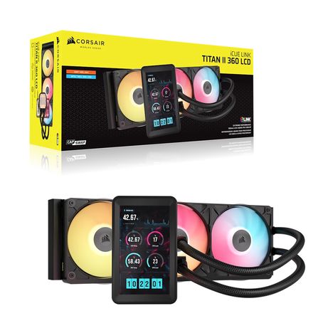 Corsair iCUE LINK TITAN II 360 RX LCD, Refroidissement Liquide 360 mm, Noir