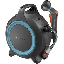 Gardena MoveMatic Dévidoir Automatique Portable avec Tuyau 12,5 m Ø 8,5 mm + Raccordement 1,5 m + Pistolet Arrosoir