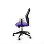 Chaise Alocén Synchrone/Traslack tissu Violet Maille Noir Base pyramidale noire Accoudoir 1D Sans appui-tête Roulettes 65mm pour moquette