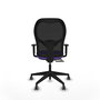Chaise Alocén Synchrone/Traslack tissu Violet Maille Noir Base pyramidale noire Accoudoir 1D Sans appui-tête Roulettes 65mm pour moquette