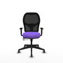 Chaise Alocén Synchrone/Traslack tissu Violet Maille Noir Base pyramidale noire Accoudoir 1D Sans appui-tête Roulettes 65mm pour moquette