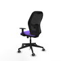 Chaise Alocén Synchrone/Traslack tissu Violet Maille Noir Base pyramidale noire Accoudoir 1D Sans appui-tête Roulettes 65mm pour moquette
