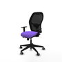 Chaise Alocén Synchrone/Traslack tissu Violet Maille Noir Base pyramidale noire Accoudoir 1D Sans appui-tête Roulettes 65mm pour moquette