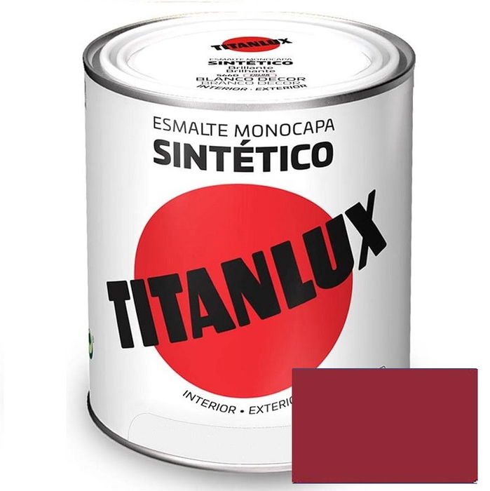 TITAN 555 Titan Esmalte Rojo Ingles 750ml - Peinture Synthétique Industrielle Finition Brillante pour Acier