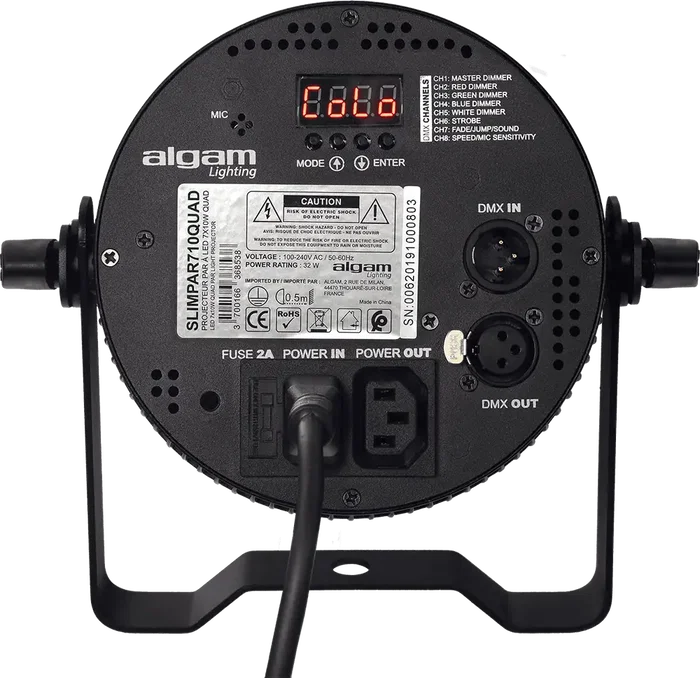 ALGAMLIGHT Foco Proyector LED 7x10W RGBW Slim 4-en-1 avec DMX et télécommande IR